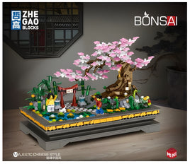 Zhe Gao Building Block Mini Bonsai Series, Peach Blossom, Mini Block, 1101 Pcs, (00900)