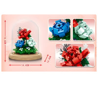 Zhe Gao Building Block Eternal Flower Series, Multi Color Rose with Dust Cover, Mini Block, 522 Pcs, (00974)