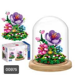 Zhe Gao Building Block Eternal Flower Series, Violet Bonsai with Dust Cover, Mini Block, 500 Pcs, (00975)