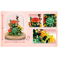 Zhe Gao Building Block Eternal Flower Series, Cactus with Dust Cover, Mini Block, 659 Pcs, (00978)