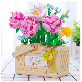 Balody Building Block, Eternal Flower Rose Basket Gypsophila Plant with Drawer and  Light Mini Blocks, 1277 Pieces (21071)