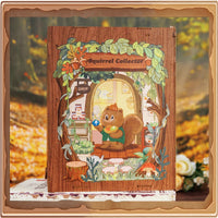 CUTEBEE Book Nook with LED Light Squirrel Collector