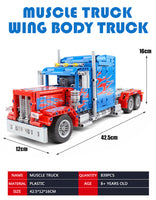 Mould King Building Block, Power Brick Series, Peterbilt 389 Heavy Container Truck with Control (15001) 839 Pieces