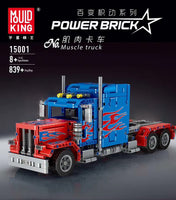 Mould King Building Block, Power Brick Series, Peterbilt 389 Heavy Container Truck with Control (15001) 839 Pieces