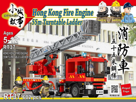 Royal Toys Building Block, Hong Kong City Story Series, Hong Kong Fire Engine 55m Turntable Ladder, (RT37) 602 Pieces