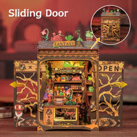 CUTEBEE Booknook DIY Miniature House with Light Wooden Bookshelf Insert Fantasy Plant Shop Book