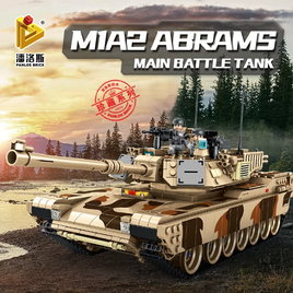 Panlos 632010 1630pcs Military 1:28 M1a2 Abrams Main Battle Tank 5 Dolls Army Weapon
