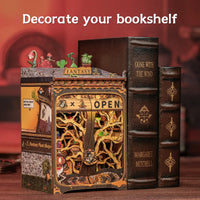 CUTEBEE Booknook DIY Miniature House with Light Wooden Bookshelf Insert Fantasy Plant Shop Book