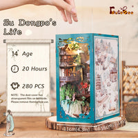 CUTEBEE DIY Wooden Book Nook Kit Bookshelf Inserts (Su Dongpo's Life)