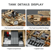 1630pcs Military 1:28 M1a2 Abrams Main Battle Tank 5 Dolls Army Weapon