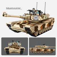 Panlos 632010 1630pcs Military 1:28 M1a2 Abrams Main Battle Tank 5 Dolls Army Weapon