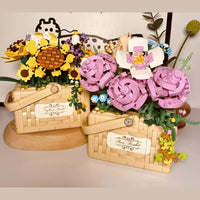 Balody Building Block, Eternal Flower Rose Basket Gypsophila Plant with Drawer and  Light Mini Blocks, 1277 Pieces (21071)