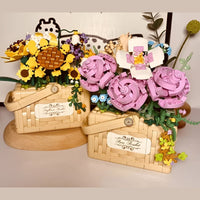 Balody Building Block, Eternal Flower Sunflower Basket Plant with  Drawer and Light Mini Blocks, 1295 Pieces (21072)