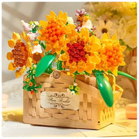 Balody Building Block, Eternal Flower Sunflower Basket Plant with  Drawer and Light Mini Blocks, 1295 Pieces (21072)