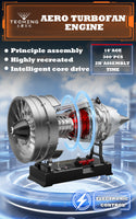 TECHING DM121 Dual Spool Turbofan Engine Model Kit, 300+Pcs Metal Aircraft Jet Engine for Adults, Scale 1/12 (Special order online Only)