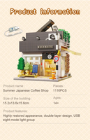 Pre-Order CaDA C66007W Summer Japanese Coffee Shop Modular MOC House Building Kit, 1116 Pieces Street View Bricks with Lighting Sets,