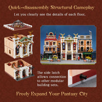 Pantasy 85019 Vintage European Grand Theater Building Set with Crystal Chandelier, Transparent Dome&Expandable Street Scenes Retro Collectible