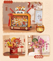 LOZ-1966 Panda shadow play TV Spring Festival building blocks