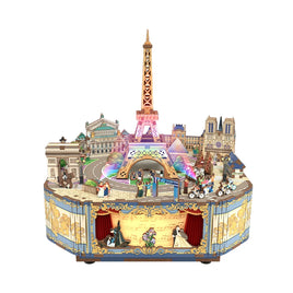TONECHEER TQ036 3D Creative Musical Puzzle DIY Rotating Music Box Kit (Romantic Paris)