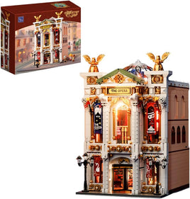 (Pre-order) Pantasy 85019 Vintage European Grand Theater Building Set with Crystal Chandelier, Transparent Dome&Expandable Street Scenes Retro Collectible
