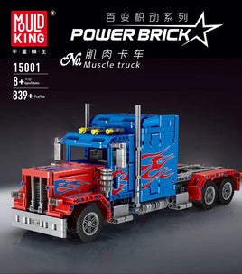 Mould King Building Block, Power Brick Series, Peterbilt 389 Heavy Container Truck with Control (15001) 839 Pieces