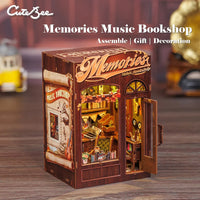 CUTEBEE DIY Book Nook Kit  with Light  Memories Music Bookshop