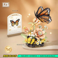 LOZ insect mini blocks series LOZ 4117-4119 insect chirping flower realm butterfly bee orchid mantis specimen assembly science populariza