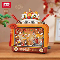 LOZ-1966 Panda shadow play TV Spring Festival building blocks