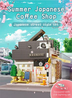 Pre-Order CaDA C66007W Summer Japanese Coffee Shop Modular MOC House Building Kit, 1116 Pieces Street View Bricks with Lighting Sets,