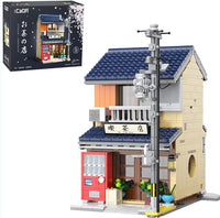 Pre-Order CADA C66010W Japanese Tea House Building Blocks Set, 1200 pcs Street View House Building Kit with Lighting Set,