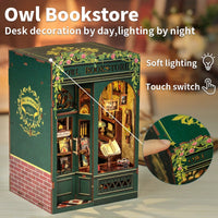 CUTEBEE DIY Book Nook Kit  = Owl Book store with Lights Bookshelf Insert 3D Puzzle