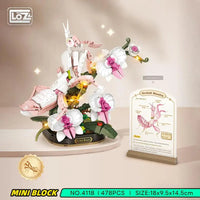 LOZ insect mini blocks series LOZ 4117-4119 insect chirping flower realm butterfly bee orchid mantis specimen assembly science populariza