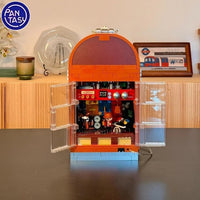 Pantasy 85020 Retro Jukebox  with Coin & Sound Function, Mechanical Music Box Model with Acrylic Records, Recording Studio & Minifigure