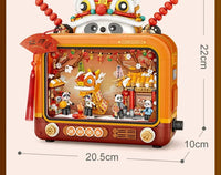 LOZ-1966 Panda shadow play TV Spring Festival building blocks