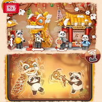 LOZ-1966 Panda shadow play TV Spring Festival building blocks