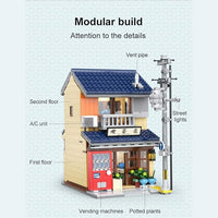 Pre-Order CADA C66010W Japanese Tea House Building Blocks Set, 1200 pcs Street View House Building Kit with Lighting Set,