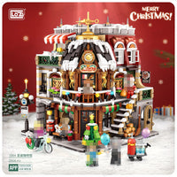 LOZ 1054 Christmas Coffe Shop 2506PCS Modular House Model Building Set