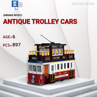 Zhe Gao Building Block, Nostalgic Classic Hong Kong TRAM in Traditional Red (991011) 897 Pieces