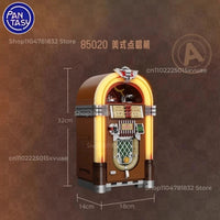 Pantasy 85020 Retro Jukebox  with Coin & Sound Function, Mechanical Music Box Model with Acrylic Records, Recording Studio & Minifigure