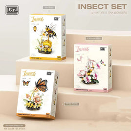 LOZ insect mini blocks series LOZ 4117-4119 insect chirping flower realm butterfly bee orchid mantis specimen assembly science populariza