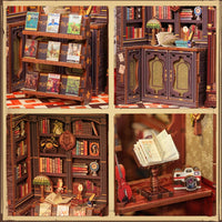 CUTEBEE DIY Book Nook Kit  = Owl Book store with Lights Bookshelf Insert 3D Puzzle