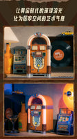 Pantasy 85020 Retro Jukebox  with Coin & Sound Function, Mechanical Music Box Model with Acrylic Records, Recording Studio & Minifigure